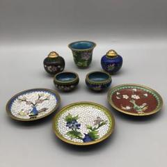 2714 中国骨董　花鳥文　壷　時代物 希少時代物骨董品⭐️七宝焼花文中国茶器セット8点 - メルカリ
