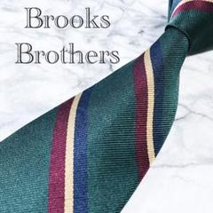【極美品】Brooks Brothers ネクタイストライプ柄 紺 白 赤 ロゴ Brooks Brothers / レップストライプ ネクタイ（ネクタイ