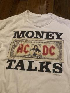 90s AC/DC Tシャツ ダメージ 古着 ブラックピンク ロゼ