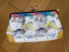 処分値下げ マンハッタナーズ 財布 がま口 猫 柄 ネコ ねこ