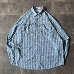 00s L.L.Bean フィッシングシャツ XXL ストライプ柄 青 A337のサムネイル