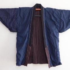 野良着 古着 古布 木綿 着物縞模様リメイク素材ハンドメイドジャパンヴィンテージのサムネイル
