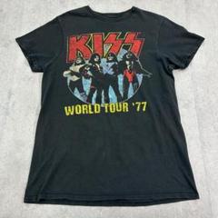 KISS　ワールドツアー　'77　半袖　Tシャツ　バンド　古着　ブラック　黒　Sのサムネイル