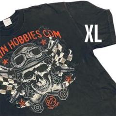 激レア　USA古着 スカルタイヤ痕両面プリントTシャツ
