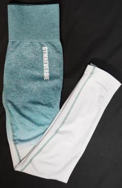GYMNEVERDIE フィットネス レギンス グリーングレー