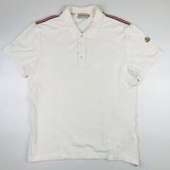 美品★モンクレール・ワッペン付 肩 サイド トリコロールライン ポロシャツ(M) 美品☆モンクレール・ワッペン付 肩 サイド トリコロールライン