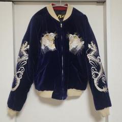 美品 テーラー東洋 別珍 スカジャン 白虎 日本地図 Lサイズ M18427 TAILOR TOYO テイラー東洋 M18427 別珍×サテンキルト