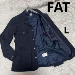 FAT ネイビーストライプ テーラードジャケット　Lサイズ　銀ボタン　ジャケット