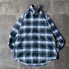 80s L.L.Bean チェック BDシャツ 長袖 L ネイビー A231