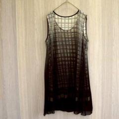 美品【ヒロコビス】HIROKO BIS 11号L 長袖ワンピース ブラウス 膝丈 セール】 【ボウタイ付き】フラワープリントエアリーワンピース
