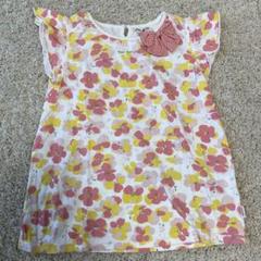 pam ponette 花柄リボン付きフリル袖Tシャツ 140