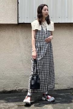 【極美品】buoybuoy(ブイ)コットン/リネンギンガムラップワンピース 極美品】buoybuoy(ブイ)コットン/リネンギンガムラップ