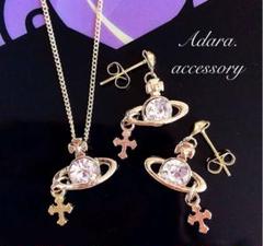 ダイヤ土星ネックレス&ダイヤ土星ピアスset✴︎購入前は必ずコメント下さい✴︎