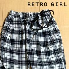 【新品】レトロガール クロップドパンツ シンプル チェック柄 ベルト付 サイズM