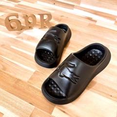 【ラコステ】ボリューム 厚底シャワー サンダル エンボス ビッグロゴ 24.0黒