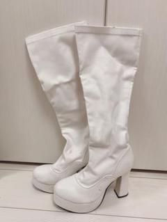 ロングブーツ 白 合皮 コスプレ レディース