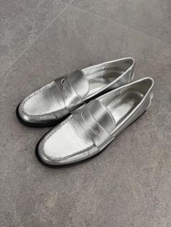 【美品】ZARA シルバー ローファー 37 24cm