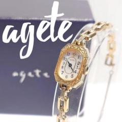 【希少】agete アガット 腕時計 アンティーク レディース ピンクゴールド agete - 【電池交換済】agete アガット 腕時計 スクエア ピンク