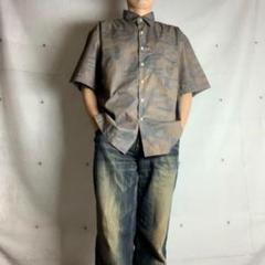【シャツ　ヴィンテージ感　迷彩柄風　アースカラー　ゆるだぼ　古着】