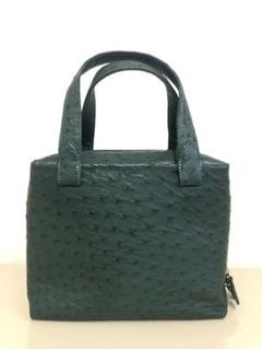 極美品 オーストリッチ ハンドバッグ トートバッグ グリーン 緑