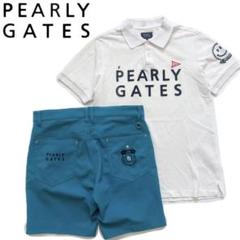 Pearly gates パーリーゲイツ　セットアップ　上下　メンズ　白　青　L Pearly gates パーリーゲイツ セットアップ 上下 メンズ 白 青 L