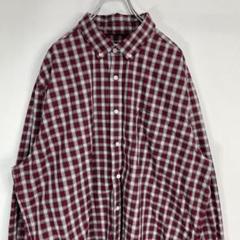 ノーティカFLEX チェック　ワインレッド　BD長袖シャツ　2XL