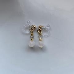 ローズクォーツ✖️水晶♡天然石イヤリング♬*゜