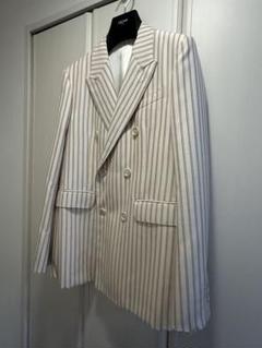 CELINE 21SS ウールモヘア ダブルブレストジャケット　ストライプ　38 CELINE 21SS ウールモヘア ダブルブレストジャケット ストライプ