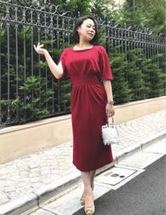 SERPENTINA セルペンティナ　スリットネックワンピース　ネイビー　L SERPENTINA セルペンティナ スリットネックワンピース ネイビー