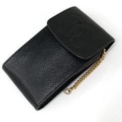 2101-249 CHANEL キャビアスキン チェーン付きミニポーチ