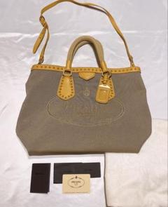 希少美品 PRADA スタッズ　ショルダーバッグ ベージュ ロゴ　ジャガード 希少美品 PRADA スタッズショルダーバッグ ベージュ ロゴ