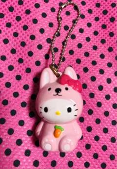 ♡激レア♡着ぐるみうさぎキティ♡ボールチェーンストラップ（鈴入り）