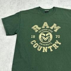 コロラド大学　カレッジロゴ　RAM COUNTRY　Tシャツ　古着　グリーン　Ｌ