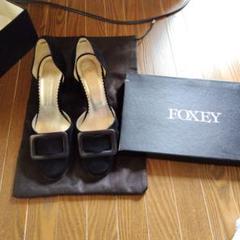 FOXEYフォクシー ブラック ハイヒール FOXEY - フォクシー ブーツ チャンキーヒール ブランド シューズ