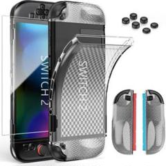 Switch2 カバー 新品 クリアケース ガラスフィルム ソフトケース TPU