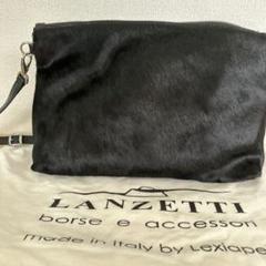 LANZETTI★本革×本物ガゼルファーのショルダートートバッグ★未使用品レベル LANZETTI☆本革×本物ガゼルファーのショルダートートバッグ☆未