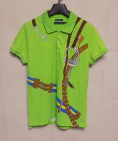 ラルフローレン　SKINNY POLO　黄緑にベルト柄　半袖ポロシャツ Mのサムネイル