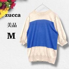 美品【zucca】サマーニット　カットソー　M バイカラー　♡ クルーネック
