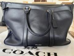 COACH 新品同様　ネイビー レザー ショルダーバッグ　チャームつき COACH コーチ バッグ デニム レザー カラーブロック スワッガー