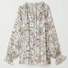 H&M ボタニカル柄 シアーシャツ ブラウス