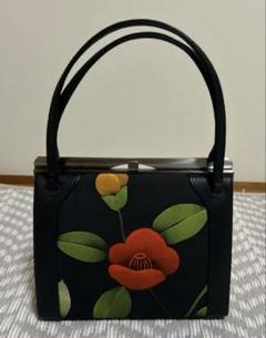 WORD FISH 花柄ハンドバッグ 花柄刺繍 ハンドバッグ 黒 - メルカリ