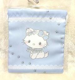 激レア　チャーミーキティ　バタフライ巾着　レース 刺繍　ブラック チャーミーキティ 白猫バレリーナ 巾着袋 アベイル ブルー
