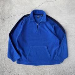 希少 90s OLD GAP 古着 ハーフジップ フリースプルオーバー 青