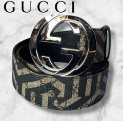 【美品】GUCCI インターロッキングG ベルト GG柄 コーティングキャンバス 美品】GUCCI インターロッキングG ベルト GG柄 コーティング