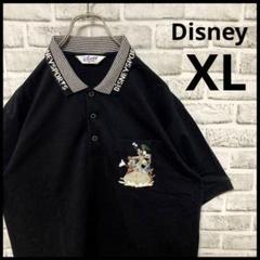 希少　90s Disney ディズニー ポロシャツ ゴルフ刺繍 襟袖ライン　総柄 レア】90'sディズニー ミッキーマウス ゴルフポロシャツ
