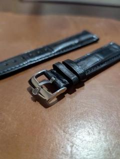 ROLEX 革ベルト 黒 純正 バネ俸2本付き 20㎜ 中古 クロコΩ