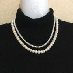 最新作デザイン真珠2連ネックレス冠婚葬祭フォーマル日常ファッション着用天然色素敵