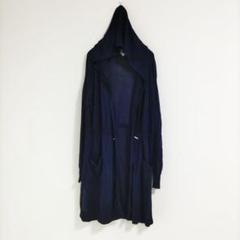 〈EMMAJAMES〉ロングカーディガン　紺　フード付き　ジャケット風　М