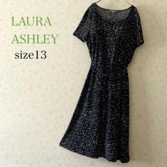 LAURA ASHLEY ドット柄 ワンピース 黒
