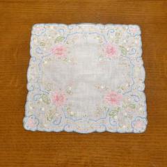 スワトウ汕頭ホワイト レース模様 ハンカチ 汕頭 スワトウ刺繍 ハンカチ 蝶 ライトグレー - メルカリ